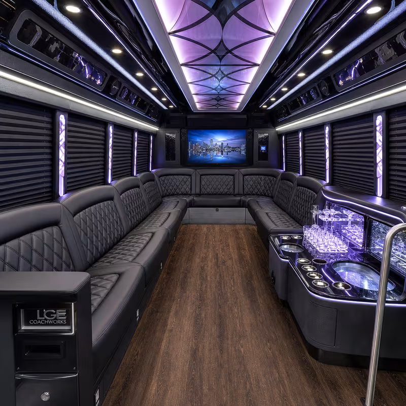 15 Passenger Party Bus Interior