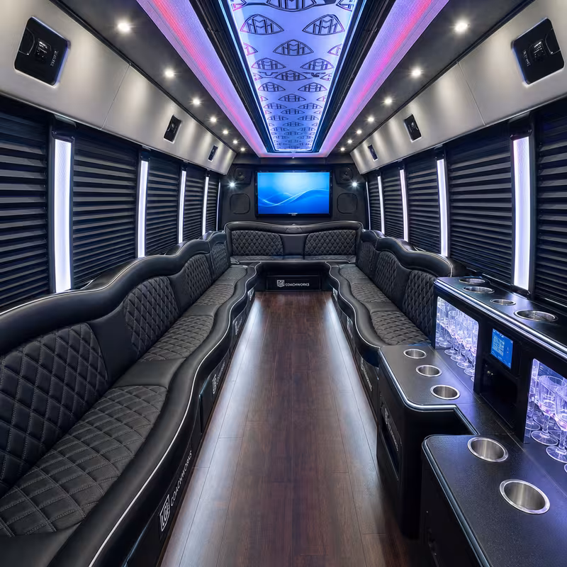 15 Passenger Party Bus Interior