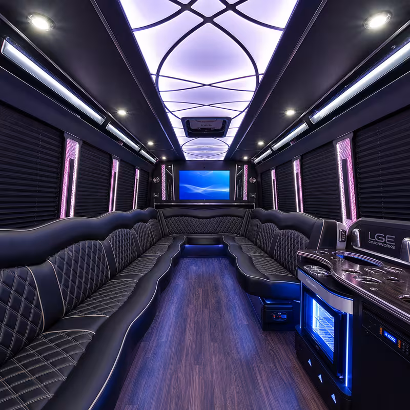 18 Passenger Party Bus Interior