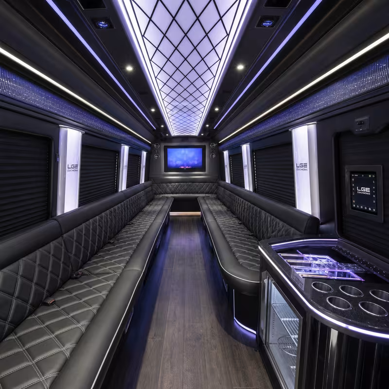 18 Passenger Party Bus Interior