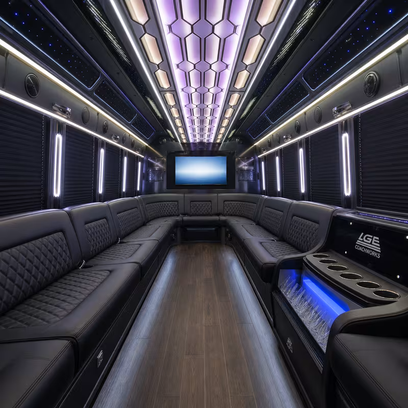 20 Passenger Party Bus Interior