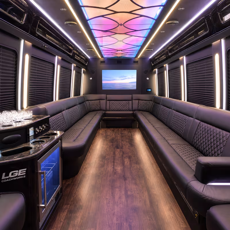 20 Passenger Party Bus Interior