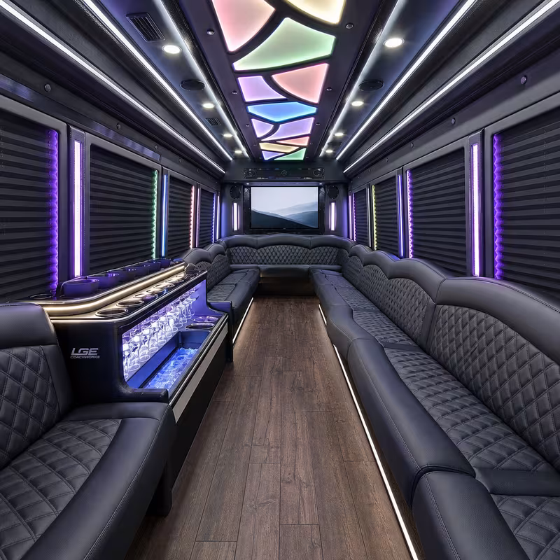 25 Passenger Party Bus Interior