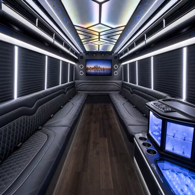 28 Passenger Party Bus Interior