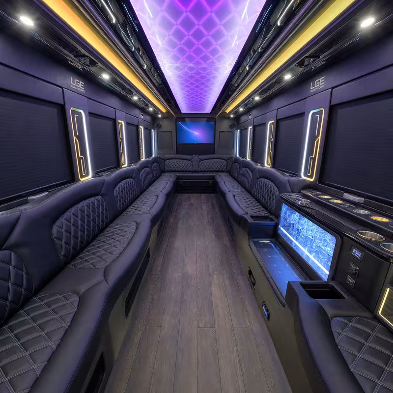 28 Passenger Party Bus Interior