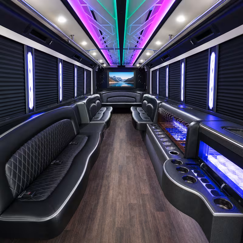 50 Passenger Party Bus Interior
