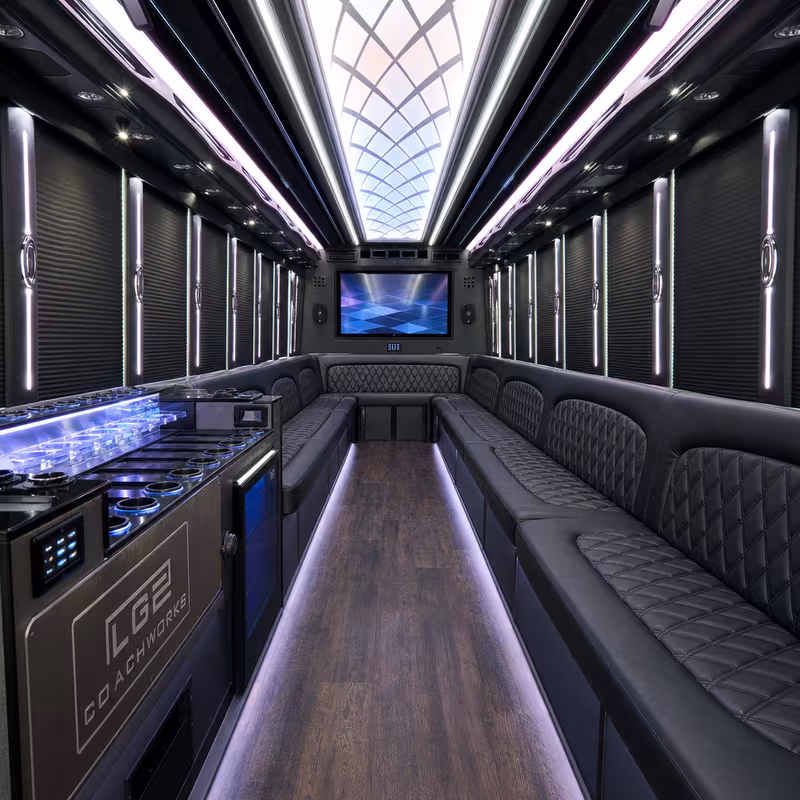 50 Passenger Party Bus Interior