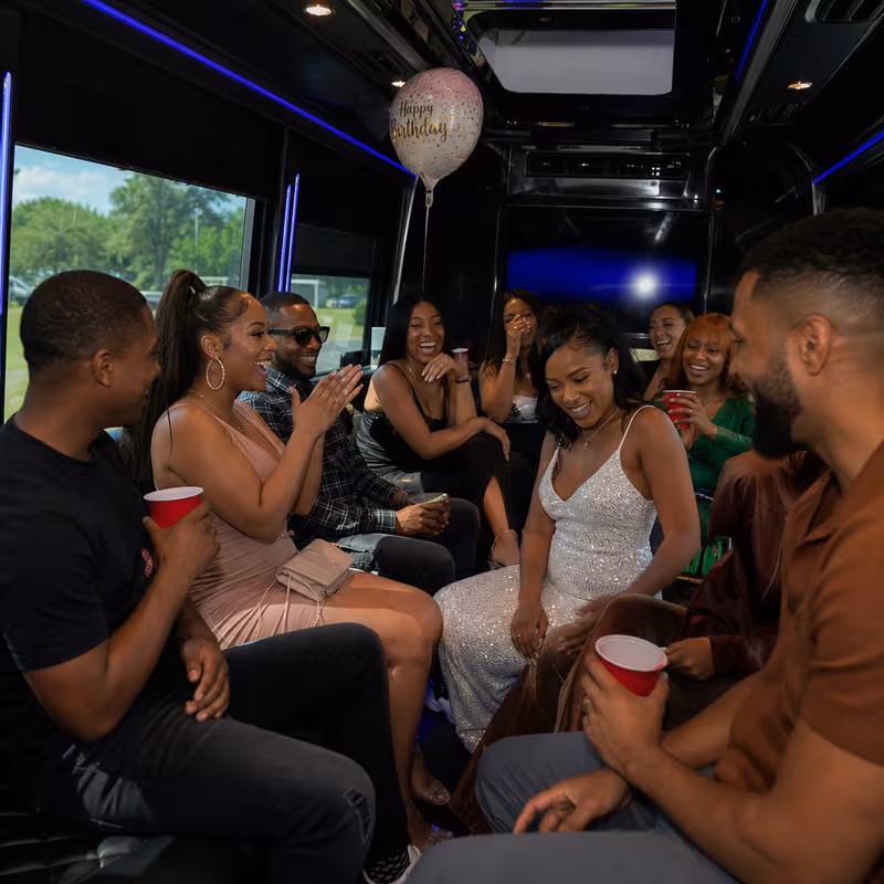 Black Mercedes Sprinter van staged for an Salinas Birthday Transportation group