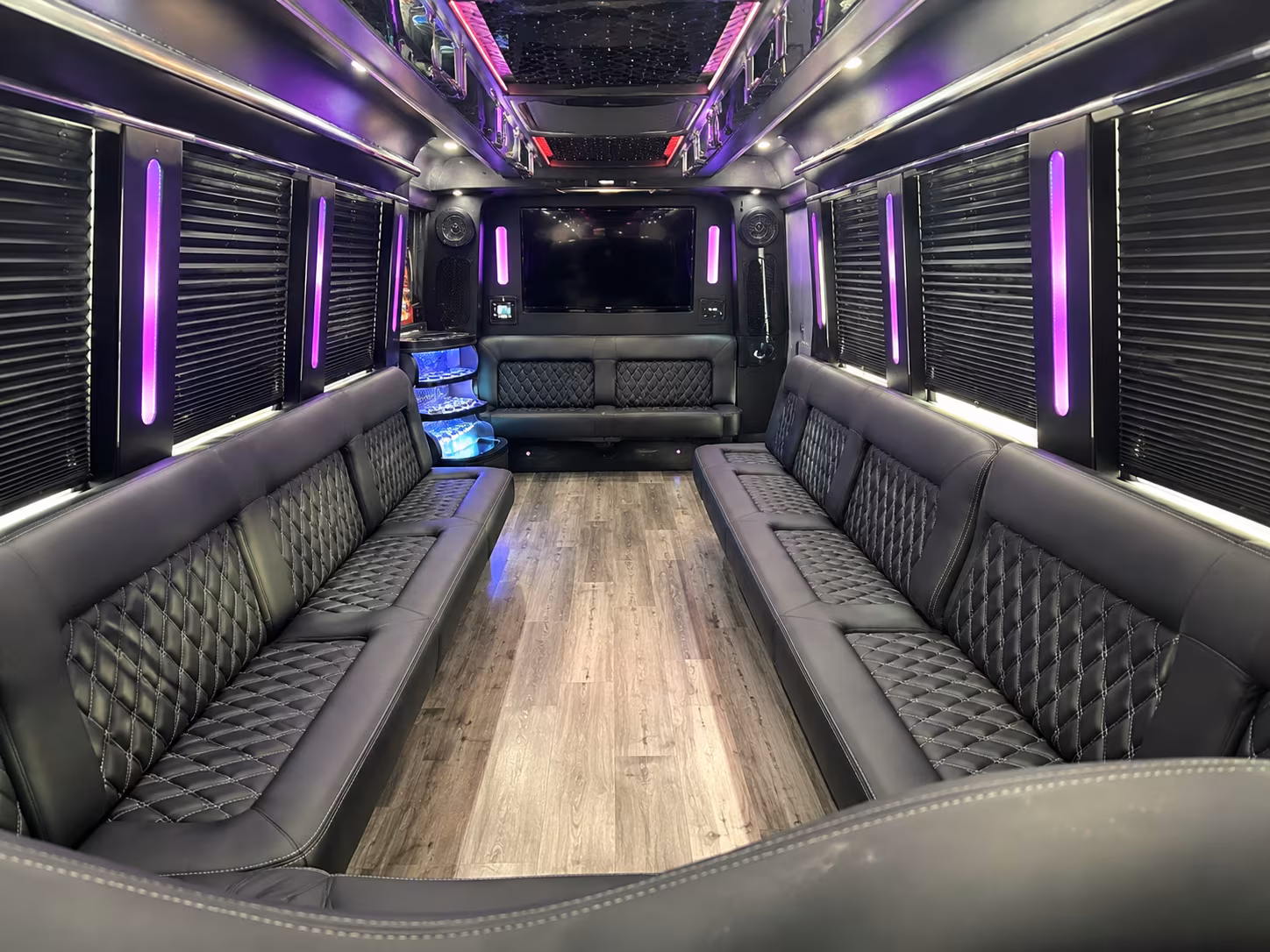 Interior of a party bus rental serving Salinas