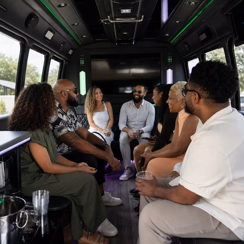 Black Mercedes Sprinter van staged for an Salinas Private Event Transportation group