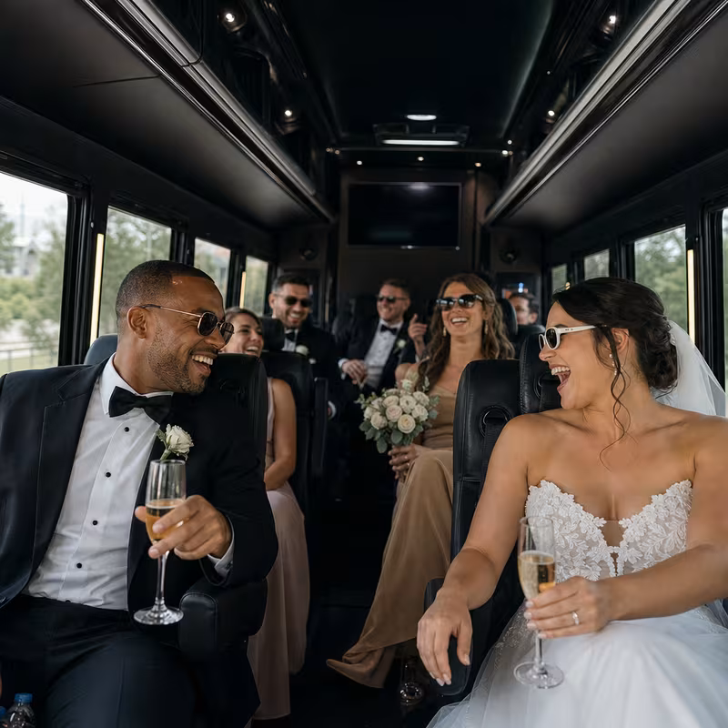 Black Mercedes Sprinter van staged for an Salinas Wedding Transportation group