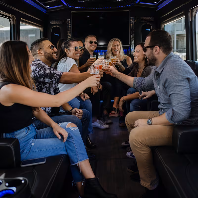 Black Mercedes Sprinter van staged for an Salinas Winery & Brewery Tour Transportation group